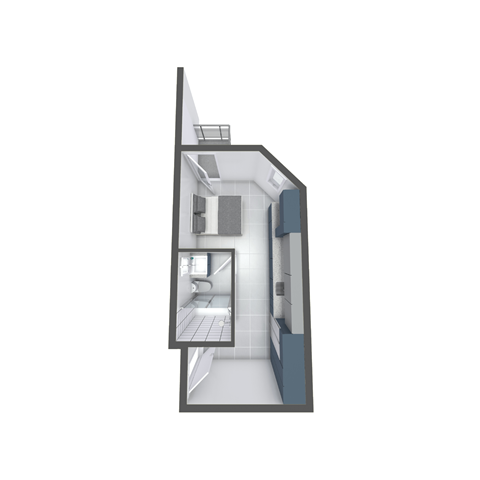 Floor plan for studio, 1 bath, 275 sqft